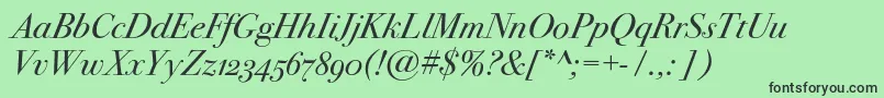 Bodoni72oscItalic Font – Black Fonts on Green Background