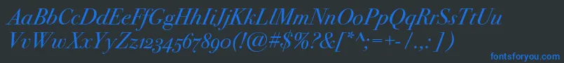 Bodoni72oscItalic Font – Blue Fonts on Black Background