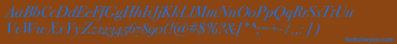 Bodoni72oscItalic Font – Blue Fonts on Brown Background
