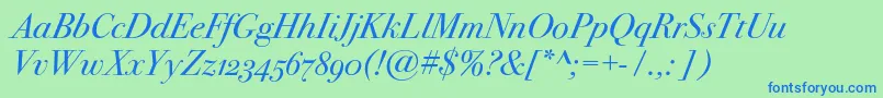 Bodoni72oscItalic Font – Blue Fonts on Green Background