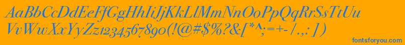 Bodoni72oscItalic Font – Blue Fonts on Orange Background