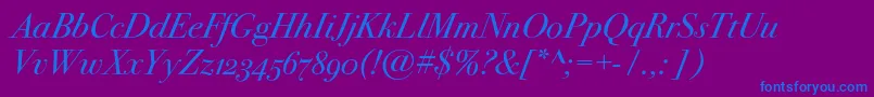 Bodoni72oscItalic Font – Blue Fonts on Purple Background