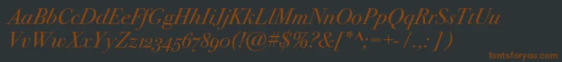 フォントBodoni72oscItalic – 黒い背景に茶色のフォント