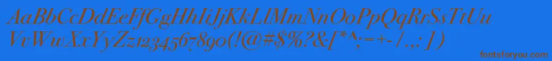 Bodoni72oscItalic Font – Brown Fonts on Blue Background
