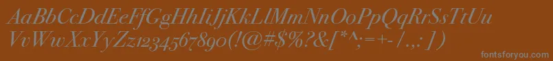 Bodoni72oscItalic Font – Gray Fonts on Brown Background