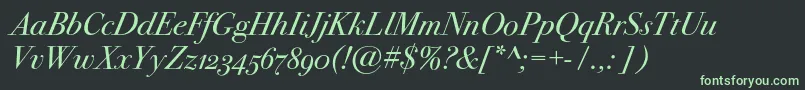 Bodoni72oscItalic Font – Green Fonts on Black Background