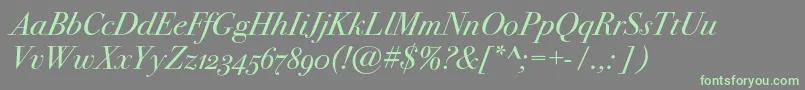 Bodoni72oscItalic Font – Green Fonts on Gray Background