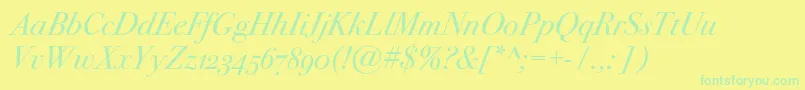 En savoir plus sur la police Bodoni72oscItalic Police Bodoni72oscItalic – polices vertes sur fond jaune