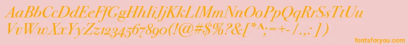 Bodoni72oscItalic Font – Orange Fonts on Pink Background