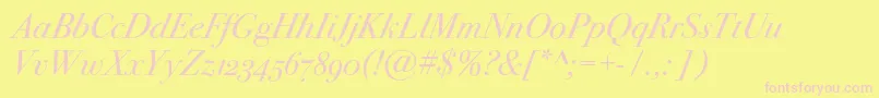 フォントBodoni72oscItalic – ピンクのフォント、黄色の背景