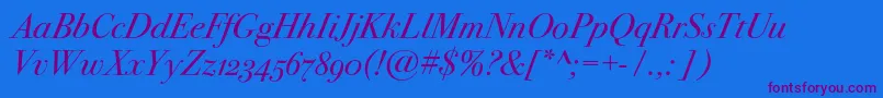 Bodoni72oscItalic Font – Purple Fonts on Blue Background