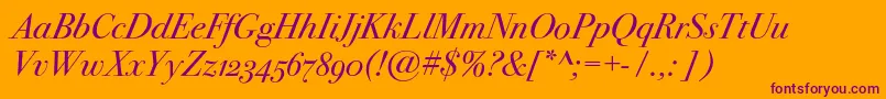 Bodoni72oscItalic Font – Purple Fonts on Orange Background