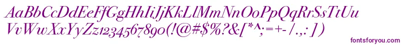 Bodoni72oscItalic-Schriftart – Violette Schriften auf weißem Hintergrund