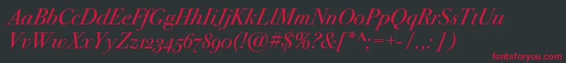 Bodoni72oscItalic Font – Red Fonts on Black Background