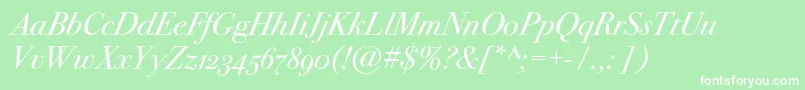 Bodoni72oscItalic Font – White Fonts on Green Background