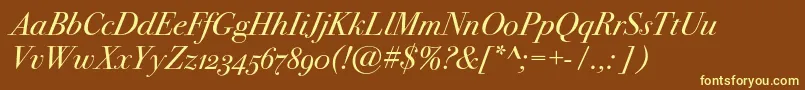 Bodoni72oscItalic Font – Yellow Fonts on Brown Background