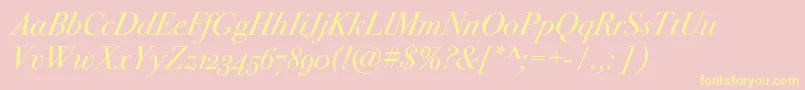 Bodoni72oscItalic Font – Yellow Fonts on Pink Background