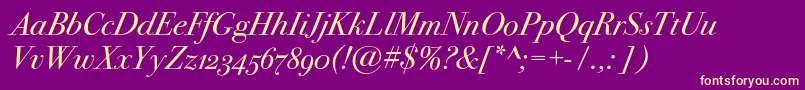 Bodoni72oscItalic Font – Yellow Fonts on Purple Background