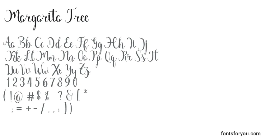 A fonte Margarita Free – alfabeto, números, caracteres especiais