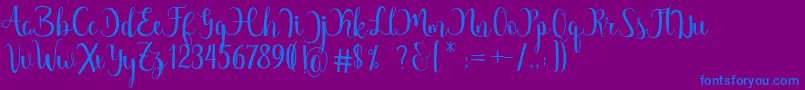 フォントMargarita Free – 紫色の背景に青い文字