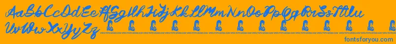 Margarita Font – Blue Fonts on Orange Background