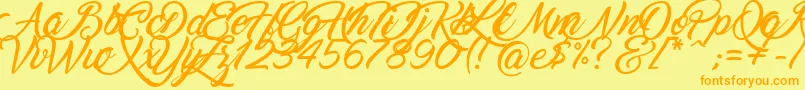 Marguerite-Schriftart – Orangefarbene Schriften auf gelbem Hintergrund