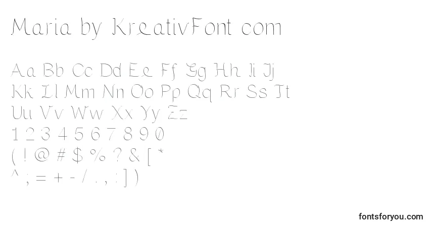 Czcionka Maria by KreativFont com – alfabet, cyfry, specjalne znaki