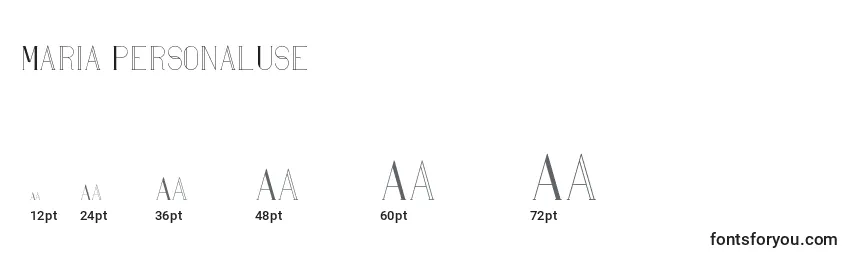 Maria PersonalUse Font Sizes