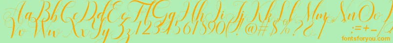 Mariana Oghawa-Schriftart – Orangefarbene Schriften auf grünem Hintergrund