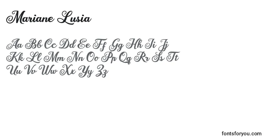 Czcionka Mariane Lusia – alfabet, cyfry, specjalne znaki