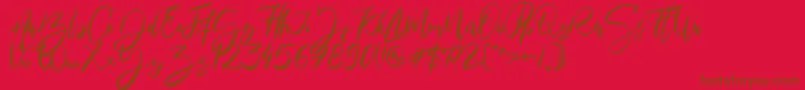 MariaRoseRegular-Schriftart – Braune Schriften auf rotem Hintergrund