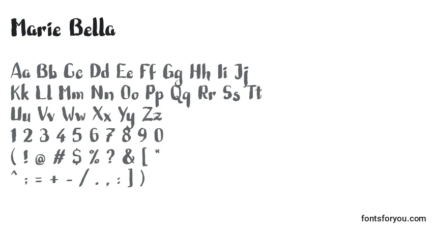 Marie Bella-fontti – aakkoset, numerot, erikoismerkit