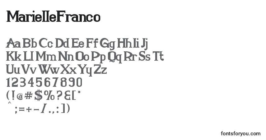 Шрифт MarielleFranco (133592) – алфавит, цифры, специальные символы