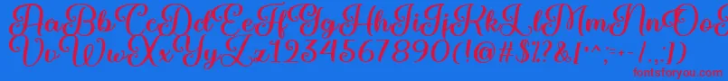 Marienkaefer  -fontti – punaiset fontit sinisellä taustalla