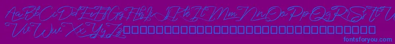 marikita-Schriftart – Blaue Schriften auf violettem Hintergrund