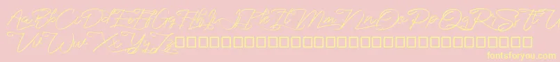 marikita-Schriftart – Gelbe Schriften auf rosa Hintergrund