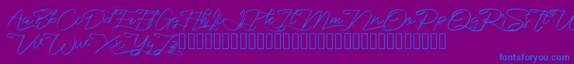 marikita-Schriftart – Blaue Schriften auf violettem Hintergrund