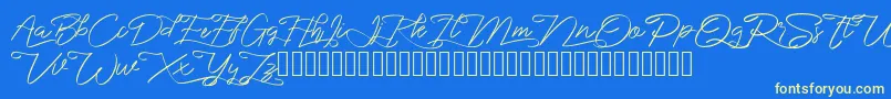 marikita-Schriftart – Gelbe Schriften auf blauem Hintergrund