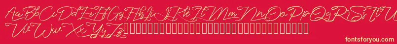 marikita-Schriftart – Gelbe Schriften auf rotem Hintergrund