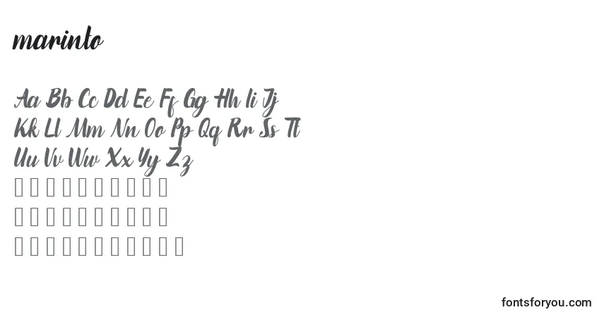 Schriftart Marinto – Alphabet, Zahlen, spezielle Symbole