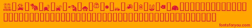 mario bros drunkenbatz fontvir us-Schriftart – Rote Schriften auf orangefarbenem Hintergrund