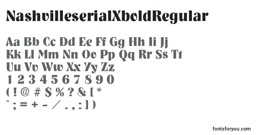 Fuente NashvilleserialXboldRegular - alfabeto, números, caracteres especiales