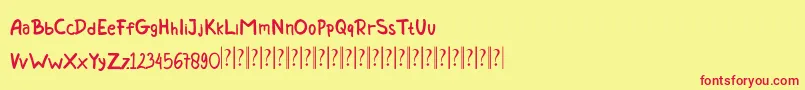 Шрифт Marion   Handwritten Demo – красные шрифты на жёлтом фоне
