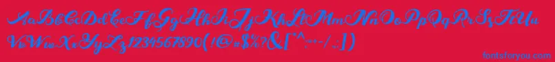 MarisaScript Font – Blue Fonts on Red Background