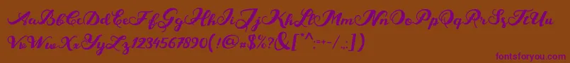 MarisaScript-Schriftart – Violette Schriften auf braunem Hintergrund