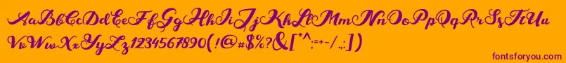 MarisaScript Font – Purple Fonts on Orange Background
