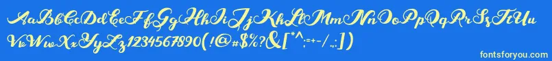 MarisaScript Font – Yellow Fonts on Blue Background