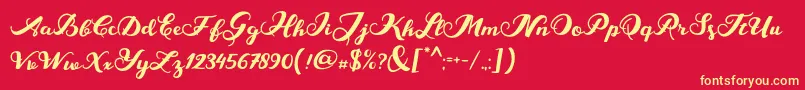 MarisaScript Font – Yellow Fonts on Red Background