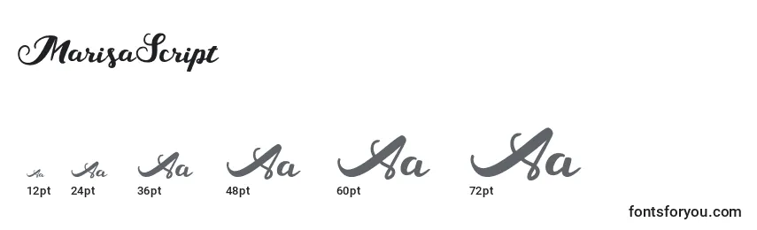 MarisaScript Font Sizes