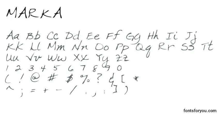 Fuente MARKA    - alfabeto, números, caracteres especiales